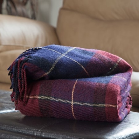 Hastings Home Cashmere-Like Blanket Throw - Blue/Red Plaid 452487GJY